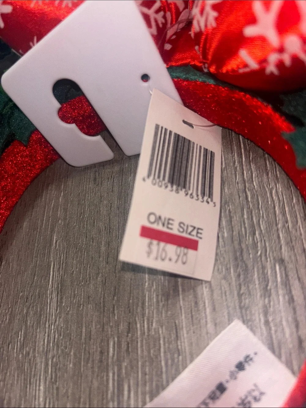 Disney Red Snowflake Bow Wreath Minnie Ear Headband